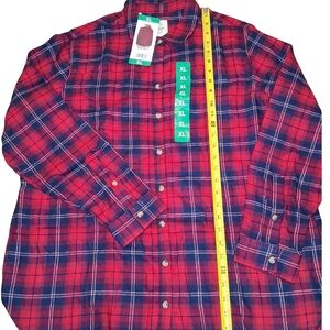 Women's Red Plaid Casual Button Down Shirt